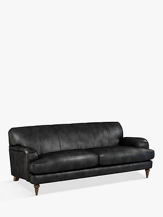 John Lewis Harrogate High Back Grand 4 Seater Leather Sofa, Dark Leg