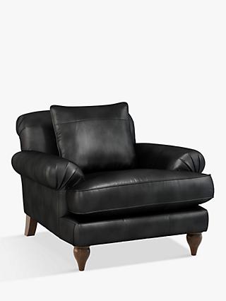 Findon Range, John Lewis & Partners Findon Leather Armchair, Dark Leg, Contempo Black