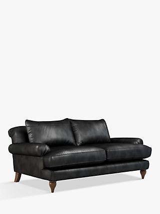 Findon Range, John Lewis & Partners Findon Large 3 Seater Leather Sofa, Dark Leg, Contempo Black