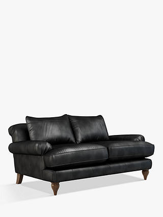 John Lewis Findon Medium 2 Seater Leather Sofa, Dark Leg