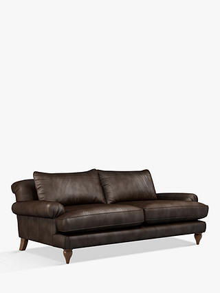John Lewis Findon Grand 4 Seater Leather Sofa, Dark Leg