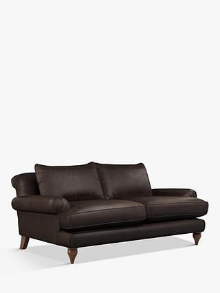 John Lewis Findon Large 3 Seater Leather Sofa, Dark Leg