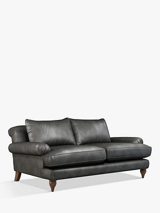 John Lewis Findon Large 3 Seater Leather Sofa, Dark Leg