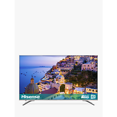 Hisense 50A6500 LED HDR 4K Ultra HD Smart TV, 50 with Freeview Play, Black/Silver