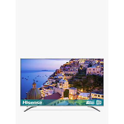 Hisense 55A6500 LED HDR 4K Ultra HD Smart TV, 55 with Freeview Play, Black/Silver