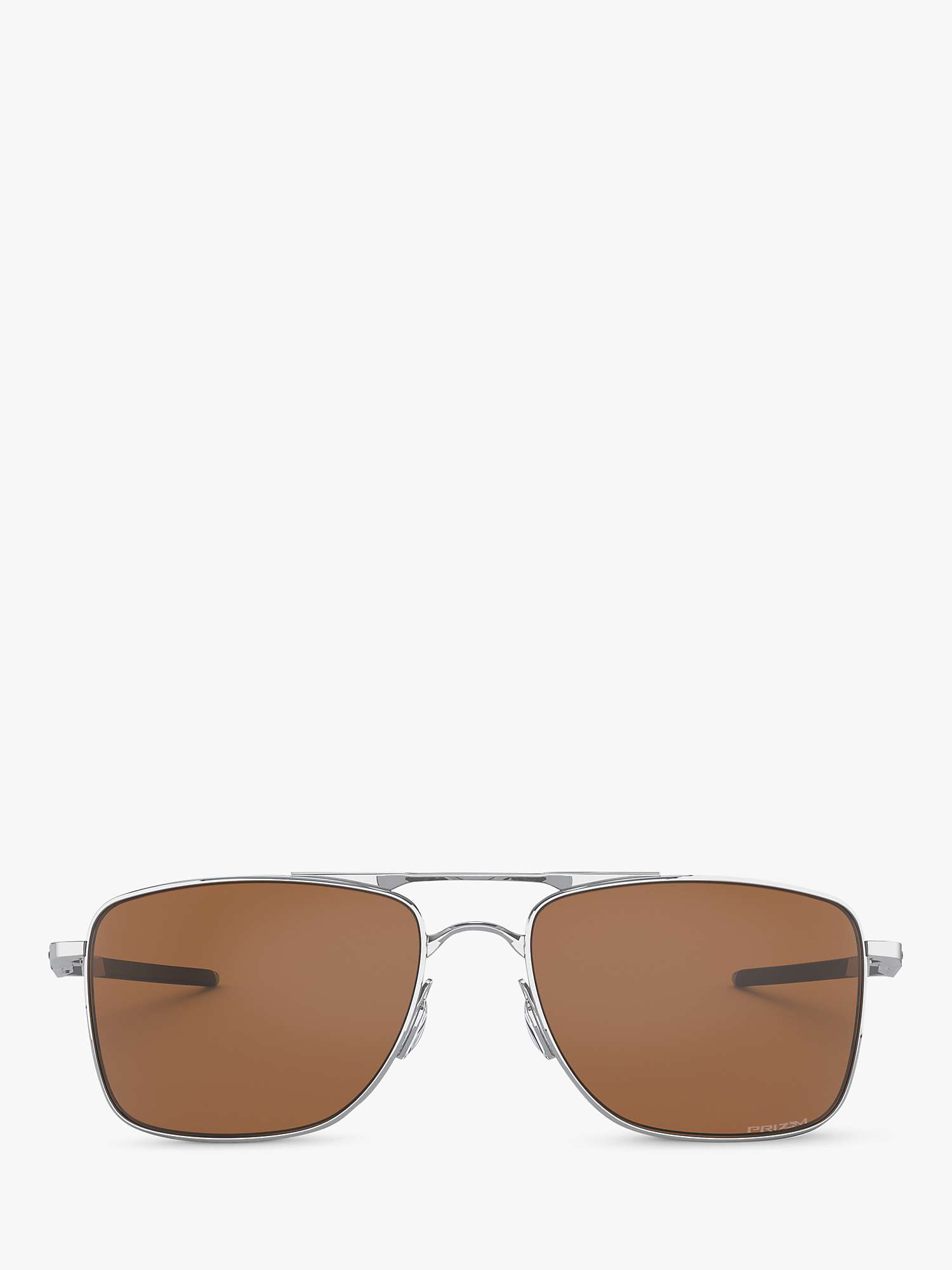 Buy Oakley OO4124 Men's Rectangular Sunglasses, Brown/Silver Online at johnlewis.com
