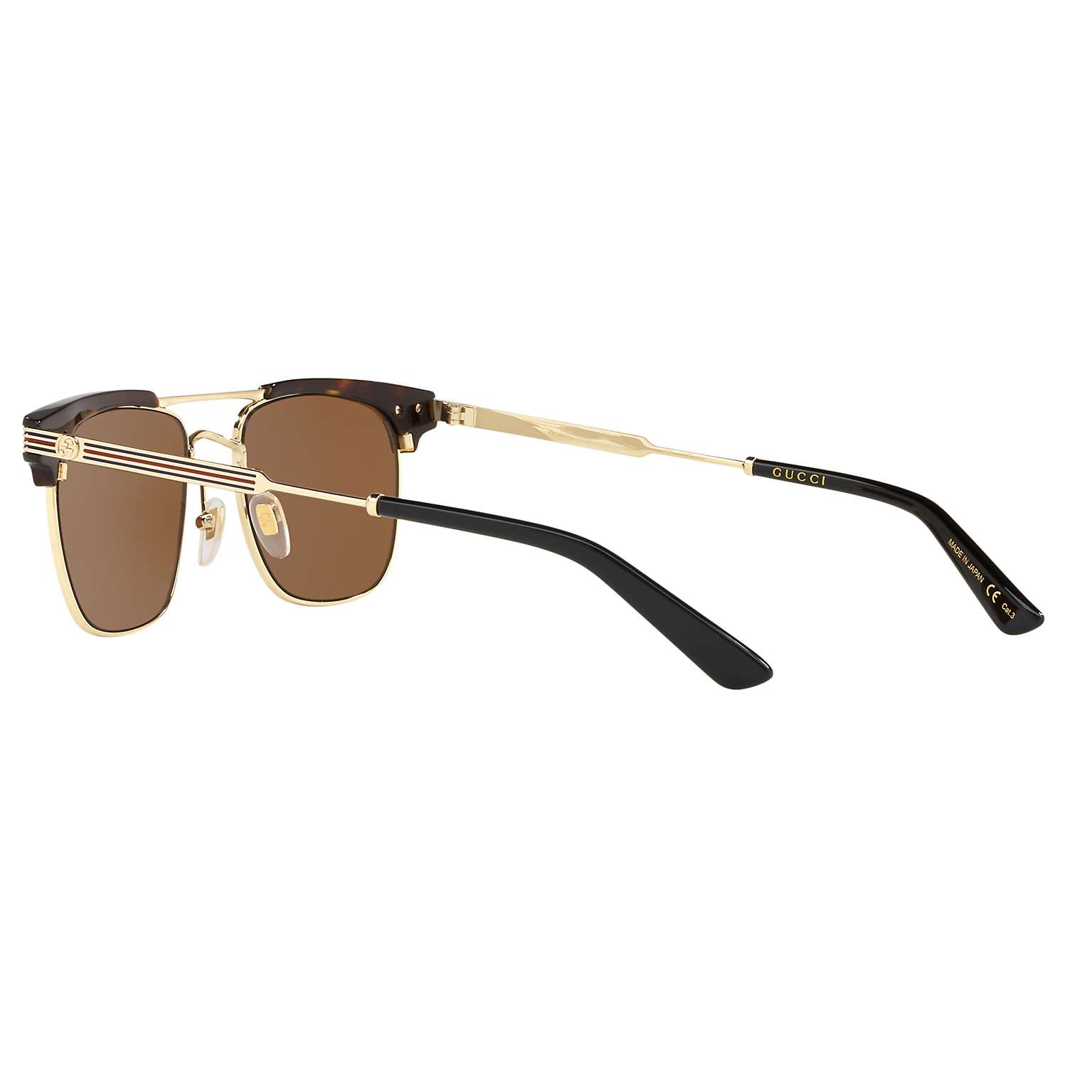 Buy Gucci GC001132 Men's Retangular Sunglasses, Brown/Gold Online at johnlewis.com