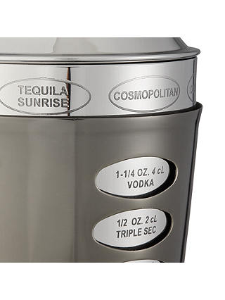 John Lewis & Partners Stainless Steel Recipe Cocktail Shaker, 600ml, Silver/Gunmetal