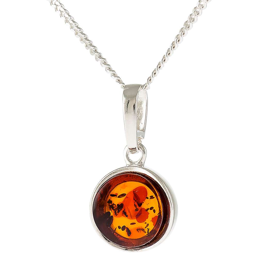 Buy Be-Jewelled Sterling Silver Geometric Cut Round Pendant Necklace, Cognac Online at johnlewis.com