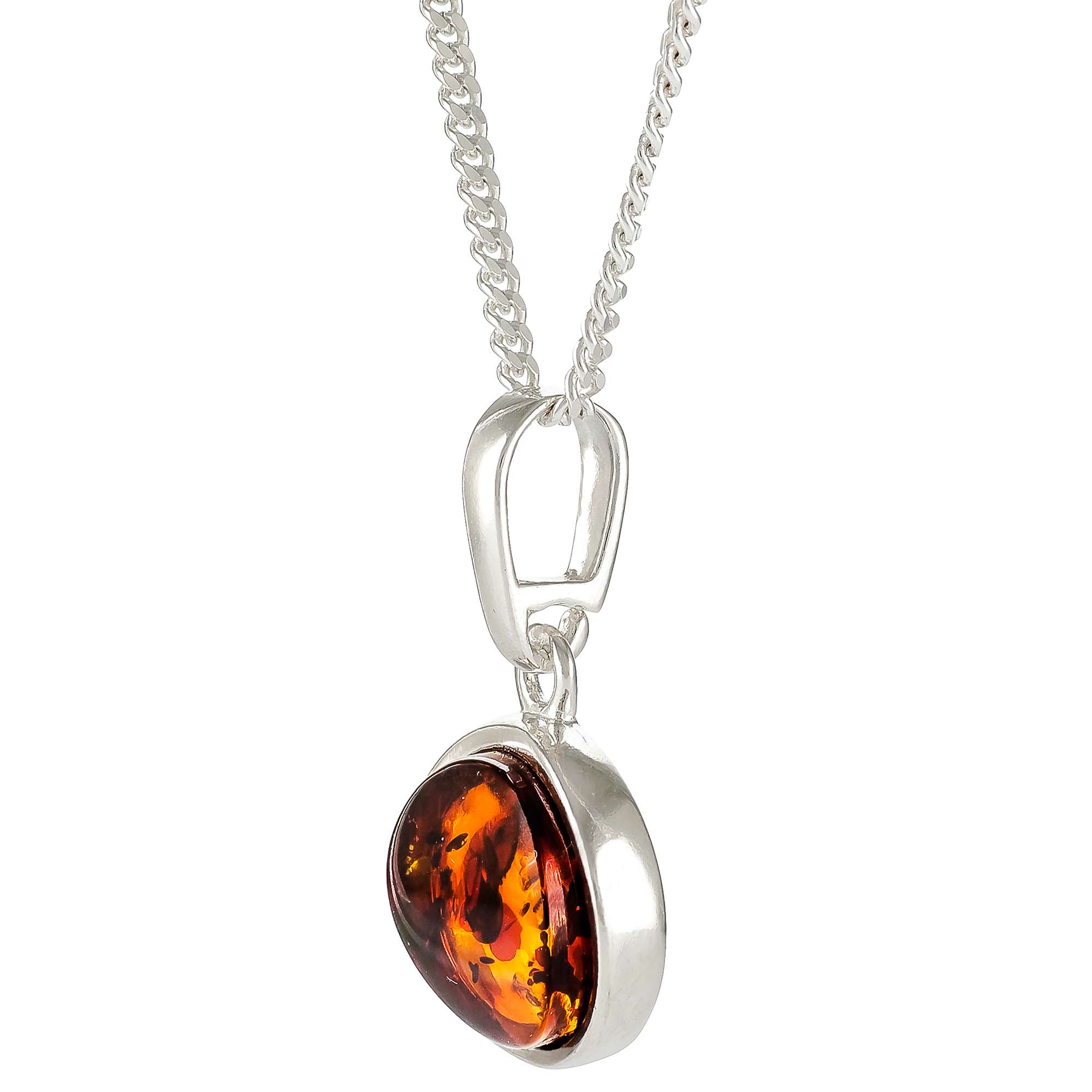 Buy Be-Jewelled Sterling Silver Geometric Cut Round Pendant Necklace, Cognac Online at johnlewis.com