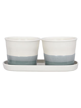 Croft Collection Set of 2 Stoneware Herb Pots and Tray