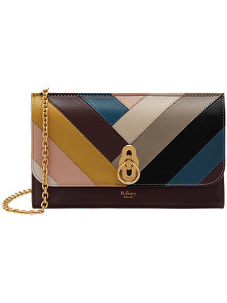 Mulberry Amberley Smooth Calf Leather Chevron Clutch Bag, Oxblood/Multi