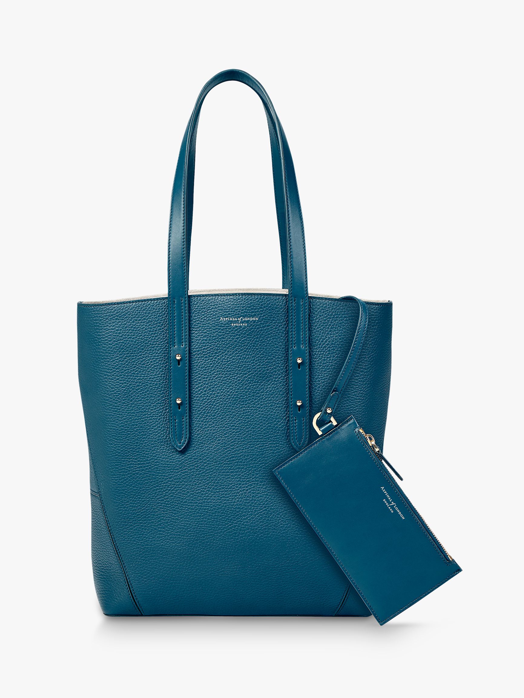 Aspinal of London Essential Small Leather Tote Bag, Topaz at John Lewis ...