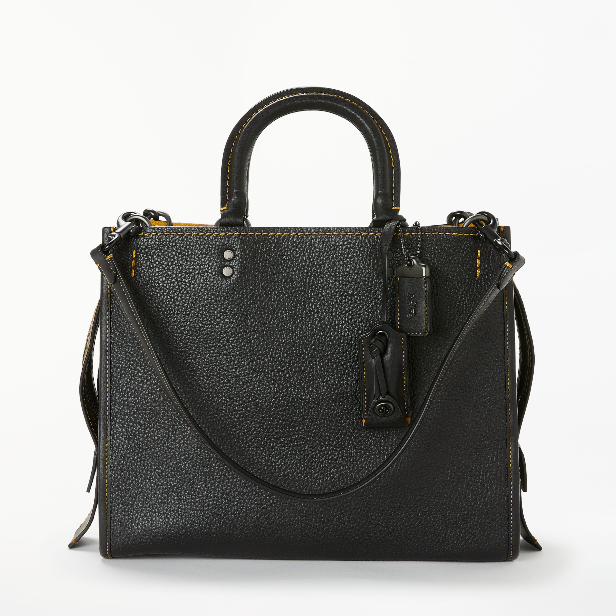 Coach Rogue Glovetanned Leather Bag, Black at John Lewis & Partners
