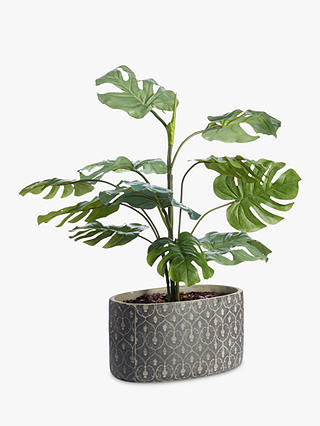Peony Artificial Palm Plant in Textured Vase
