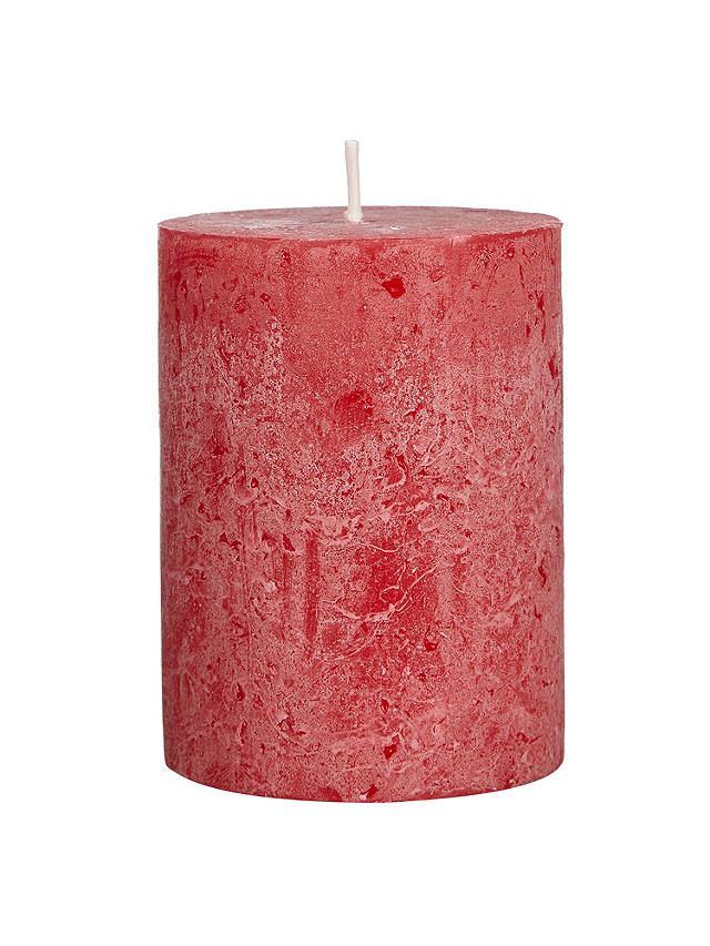 John Lewis & Partners Rustic Pillar Candle, Red