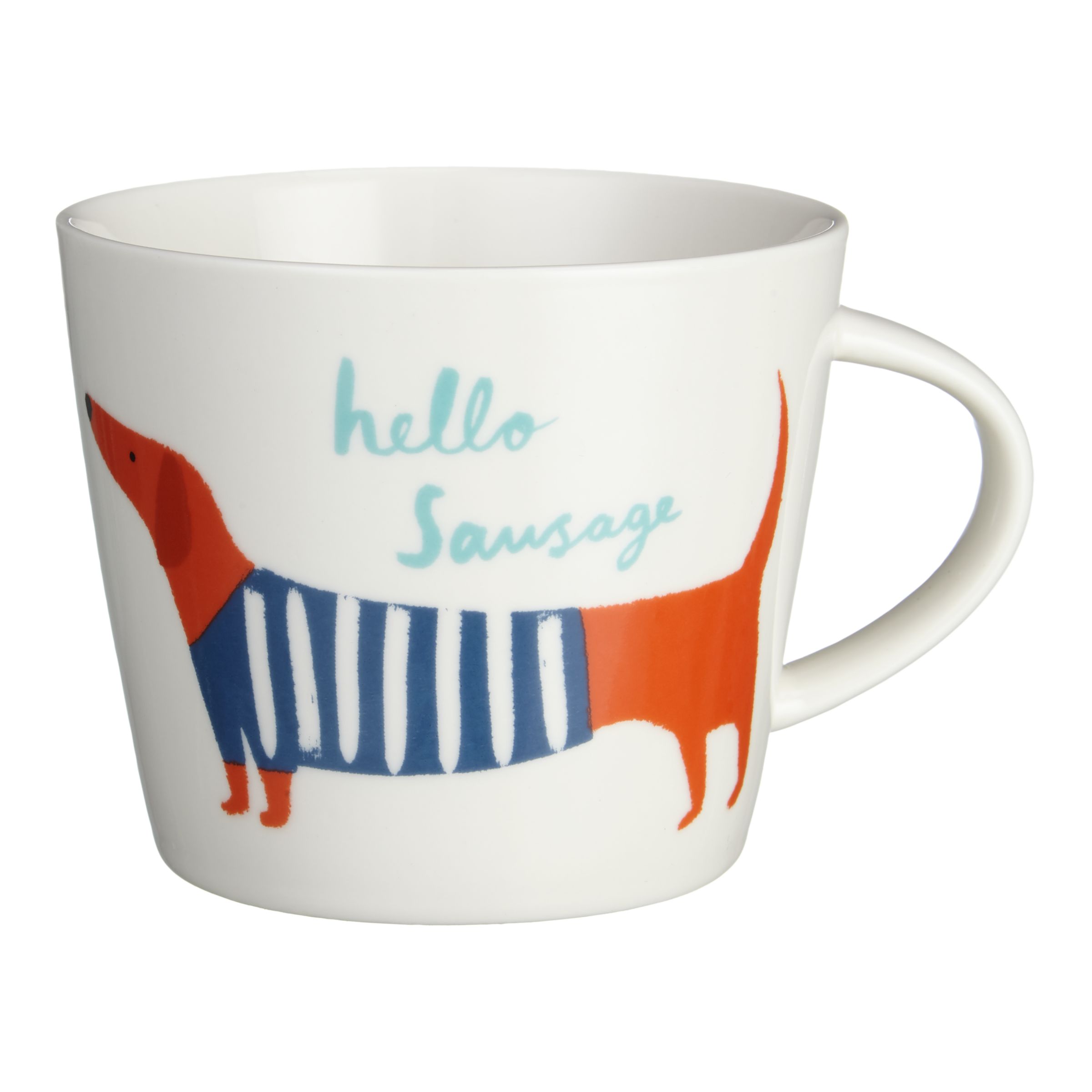 John Lewis & Partners 'Hello Sausage' Mug, 300ml, White/Multi