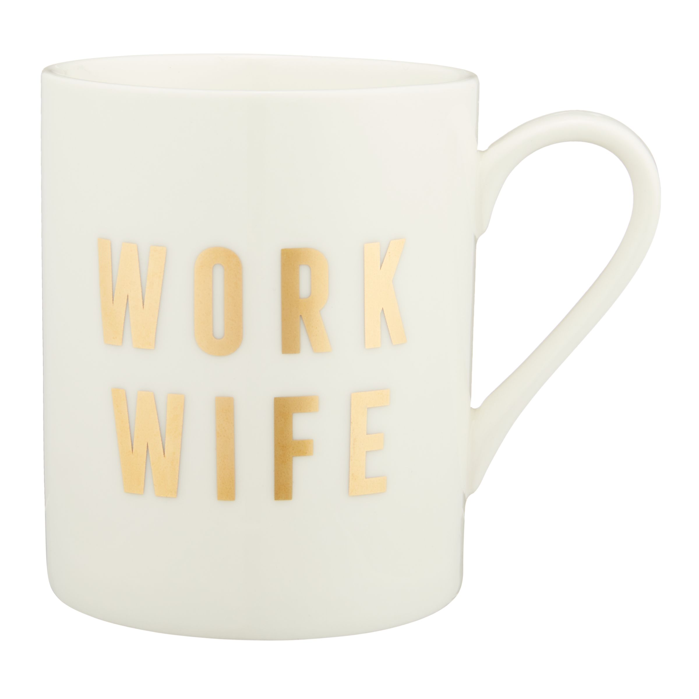 John Lewis & Partners Work Wife Mug, 225ml, White/Gold