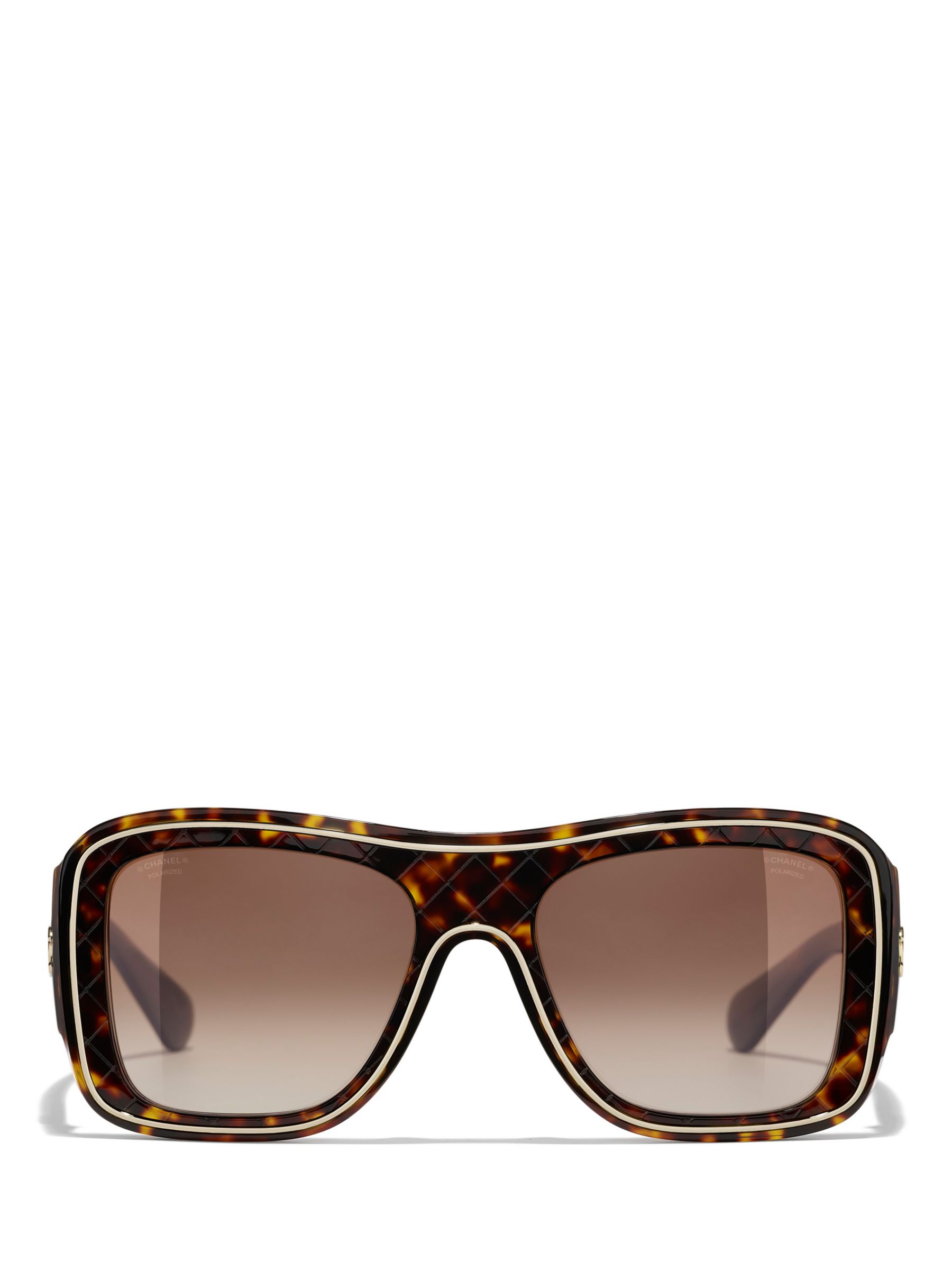 CHANEL Square Sunglasses CH5395 Tortoise/Brown Gradient at John Lewis ...