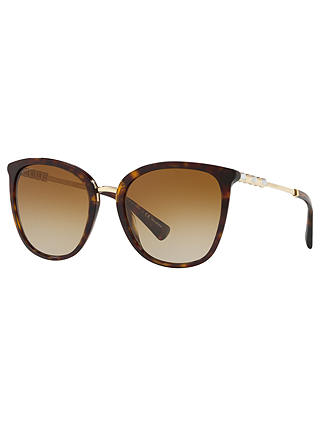 BVLGARI BV8205KB Women's Polarised Oval Sunglasses, Tortoise/Brown Gradient