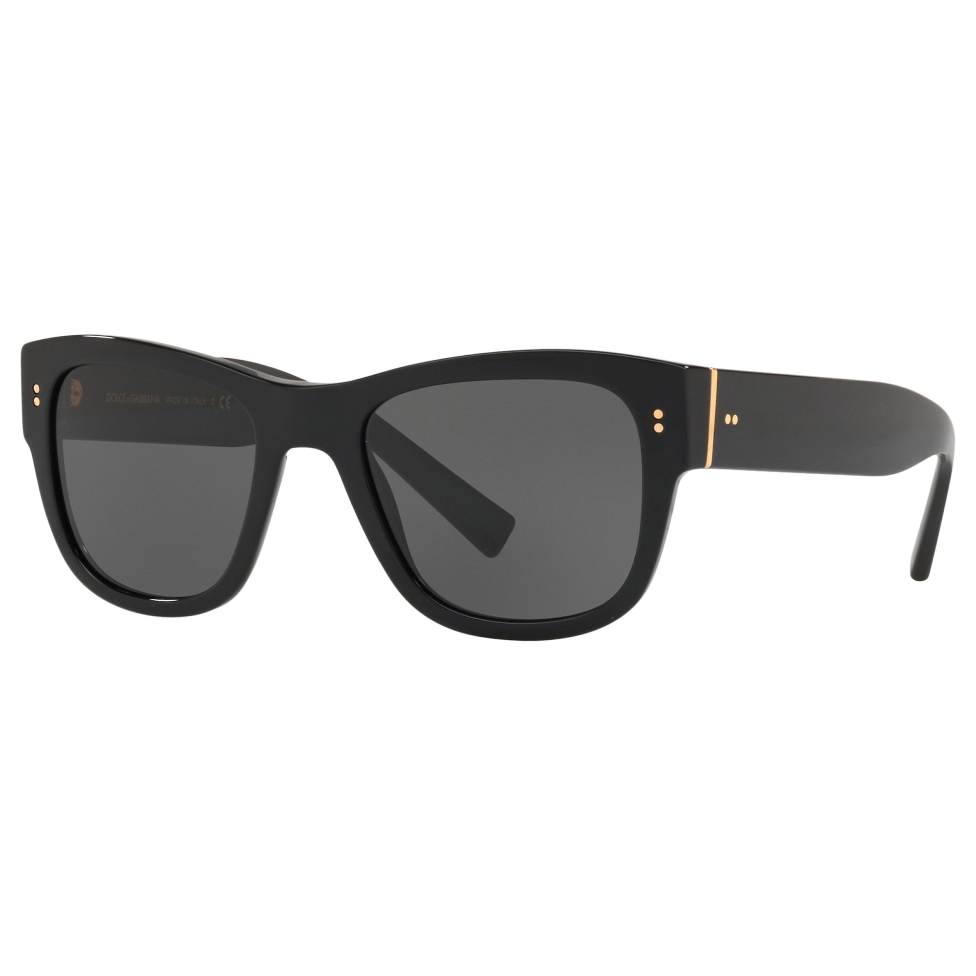 Dolce & Gabbana DG4338 Men's Square Frame Sunglasses, Black/Grey at ...
