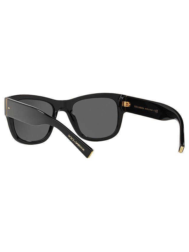 Dolce & Gabbana DG4338 Men's Square Frame Sunglasses, Black/Grey