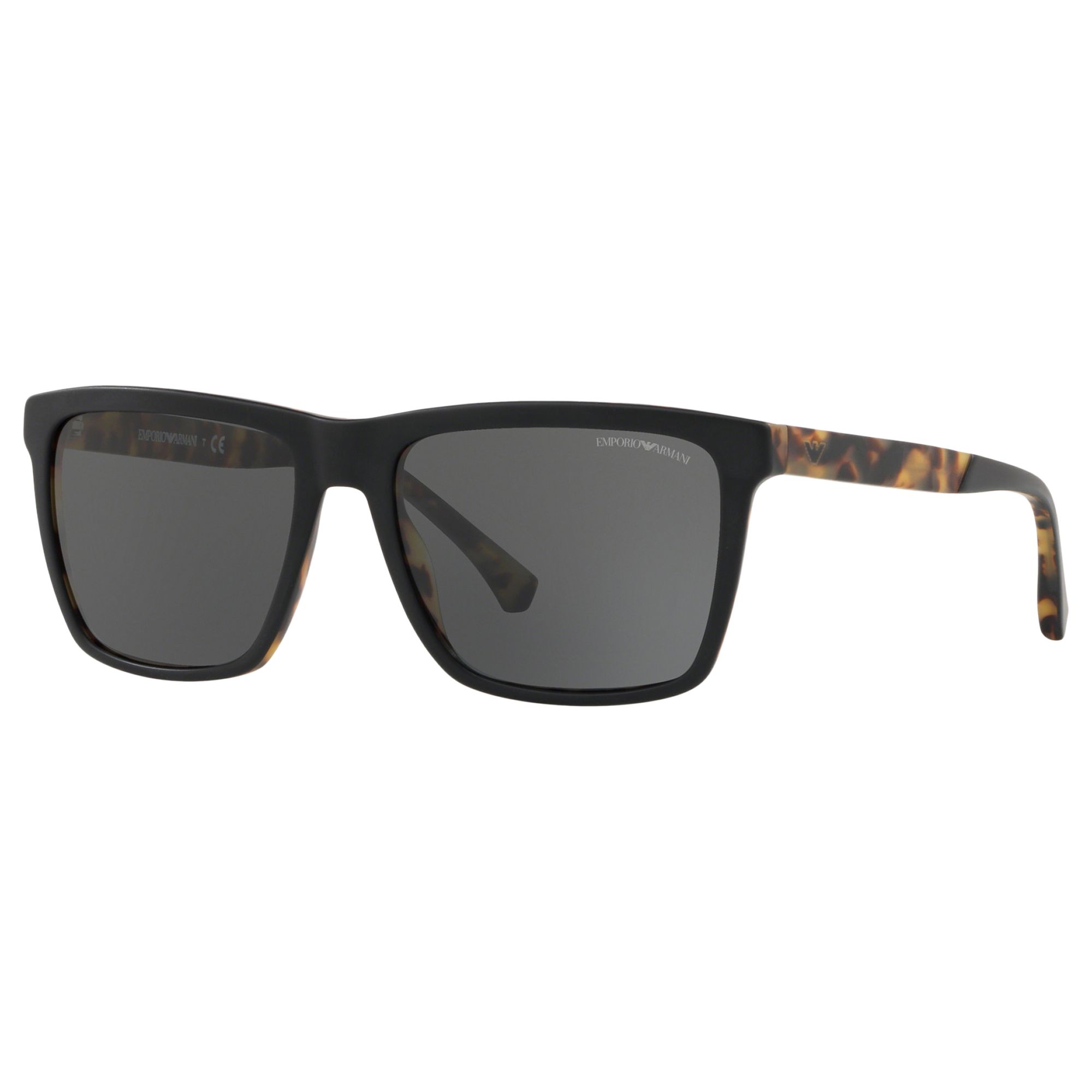 Emporio Armani EA4117 Men's Square Sunglasses, Black Multi/Grey