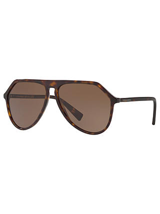Dolce & Gabbana DG4341 Men's Aviator Sunglasses, Tortoise/Brown