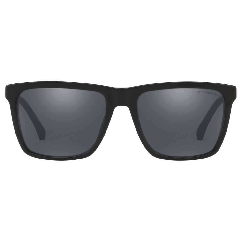 Emporio Armani EA4117 Men's Square Sunglasses, Black/Mirror Grey