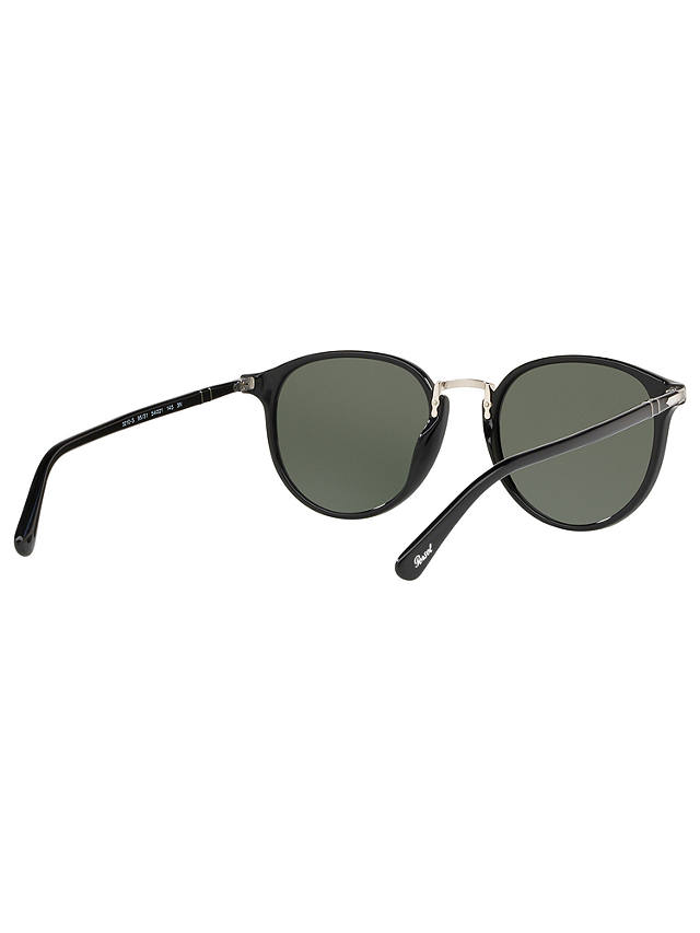 Persol PO3210S Men's Oval Sunglasses, Black/Green