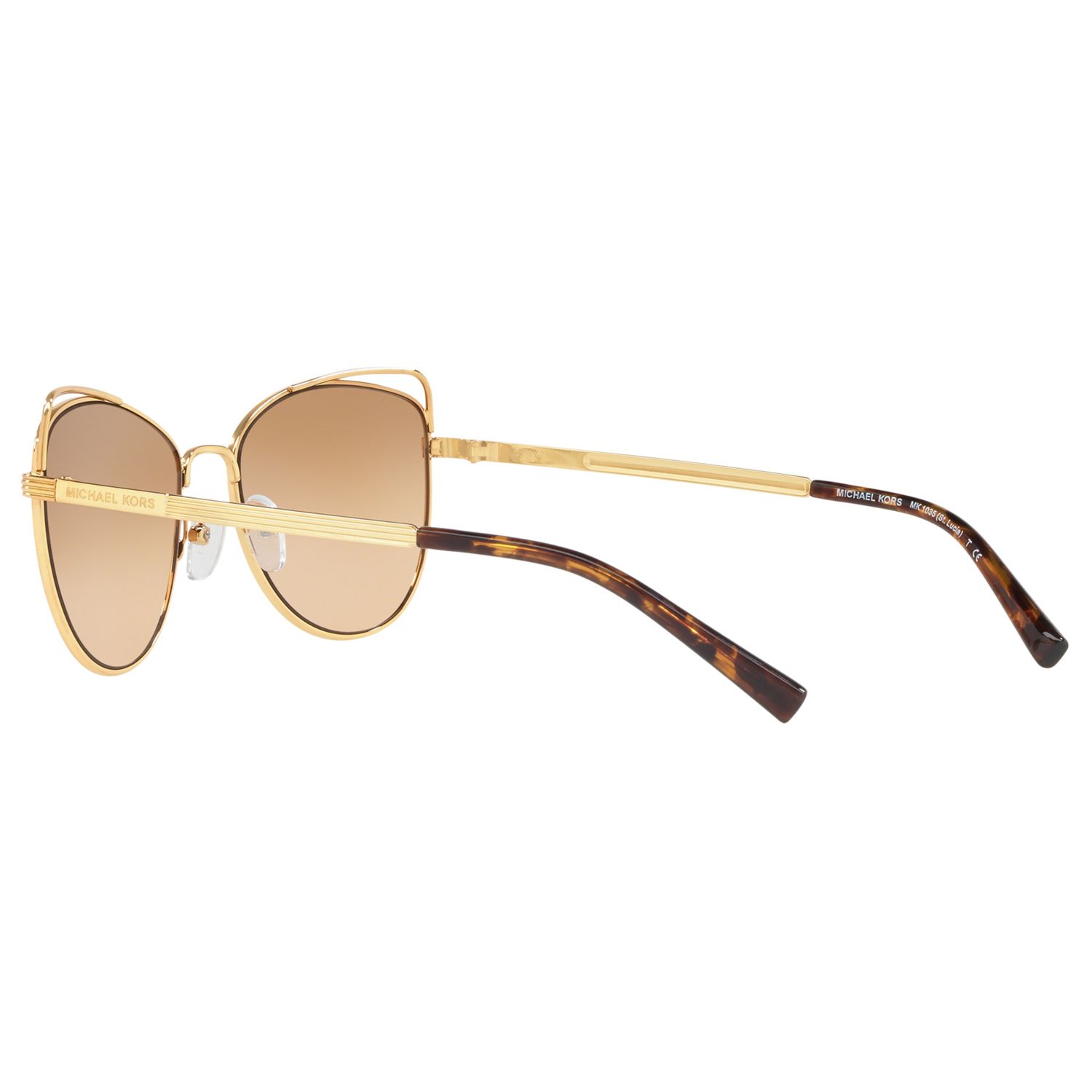 Michael Kors MK1035 Women's St. Lucia Cat's Eye Sunglasses, Gold/Mirror ...