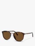 Persol PO3210S Men's Polarised Oval Sunglasses, Tortoise/Brown