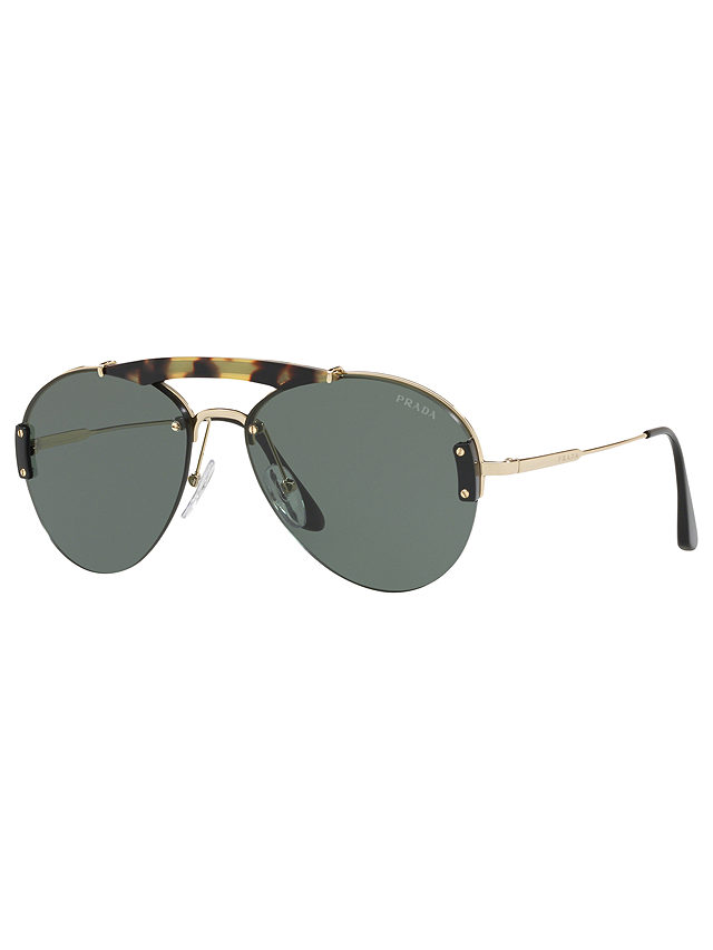 Prada PR 62US Aviator Sunglasses, Gold/Green
