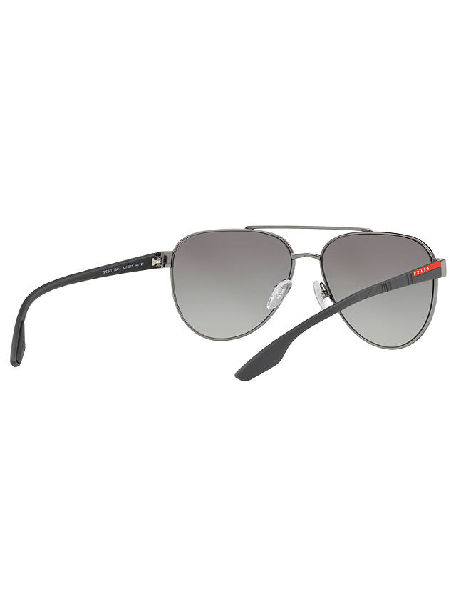 Prada Linea Rossa PS 54TS Men's Aviator Sunglasses, Gunmetal/Grey Gradient