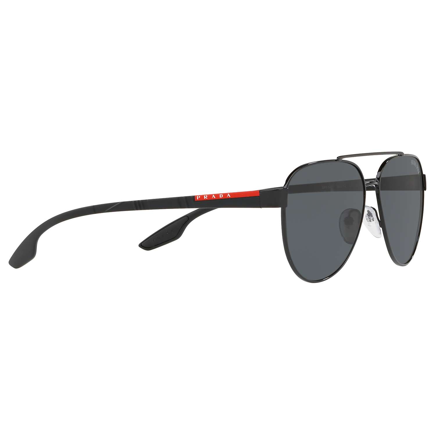 Prada Linea Rossa PS 54TS Men's Polarised Aviator Sunglasses, Black/Grey at  John Lewis & Partners