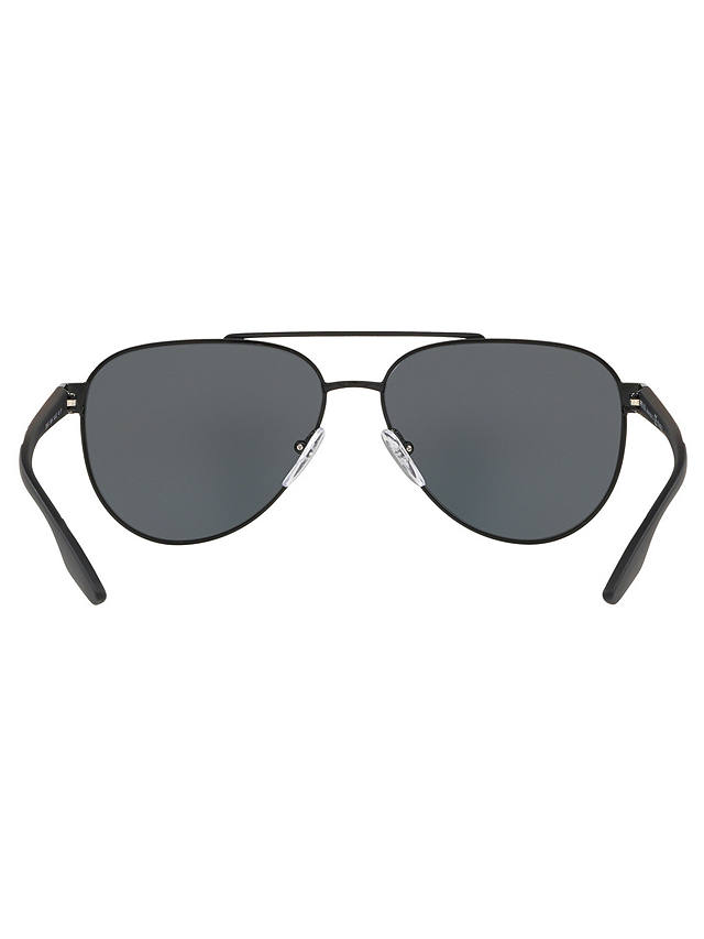 Prada Linea Rossa PS 54TS Men's Polarised Aviator Sunglasses, Black/Grey