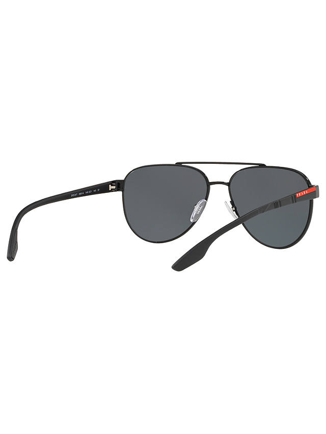 Prada Linea Rossa PS 54TS Men's Polarised Aviator Sunglasses, Black/Grey