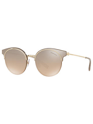 Tiffany & Co TF3049B Women's Round Sunglasses, Gold/Mirror Beige