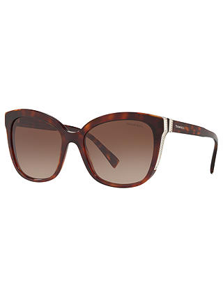 Tiffany & Co TF4150 Women's Embellished Square Sunglasses, Tortoise/Brown Gradient