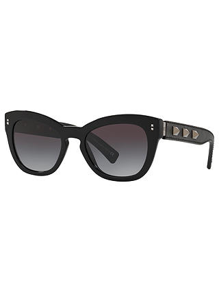 Valentino VA4037 Women's Studded Leather Frame Cat's Eye Sunglasses, Black/Grey