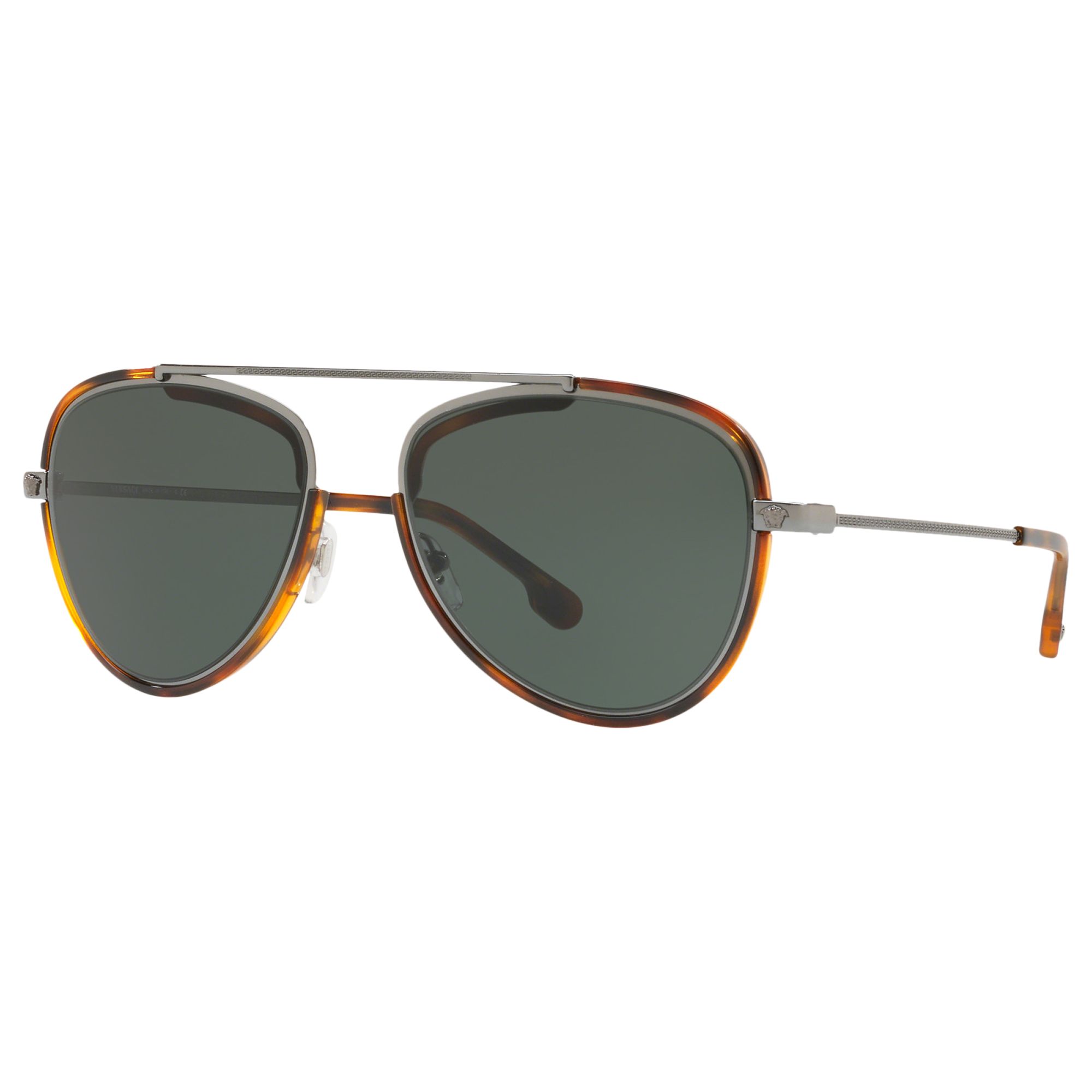 Versace VE2193 Men's Aviator Sunglasses, Gunmetal/Brown