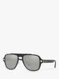 Versace VE2199 Men's Geometric Sunglasses, Black/Silver Mirror