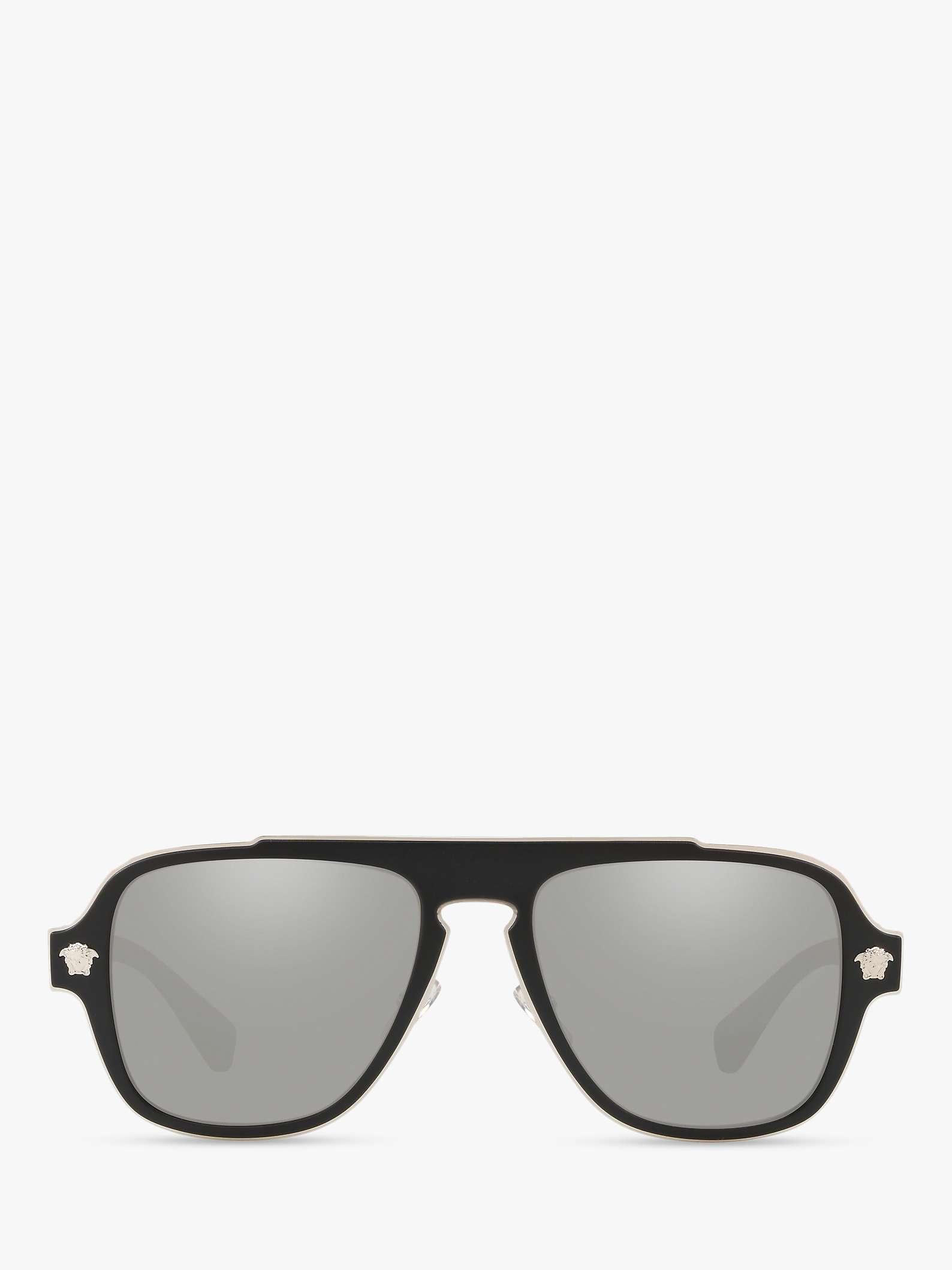 Buy Versace VE2199 Men's Geometric Sunglasses, Black/Silver Mirror Online at johnlewis.com