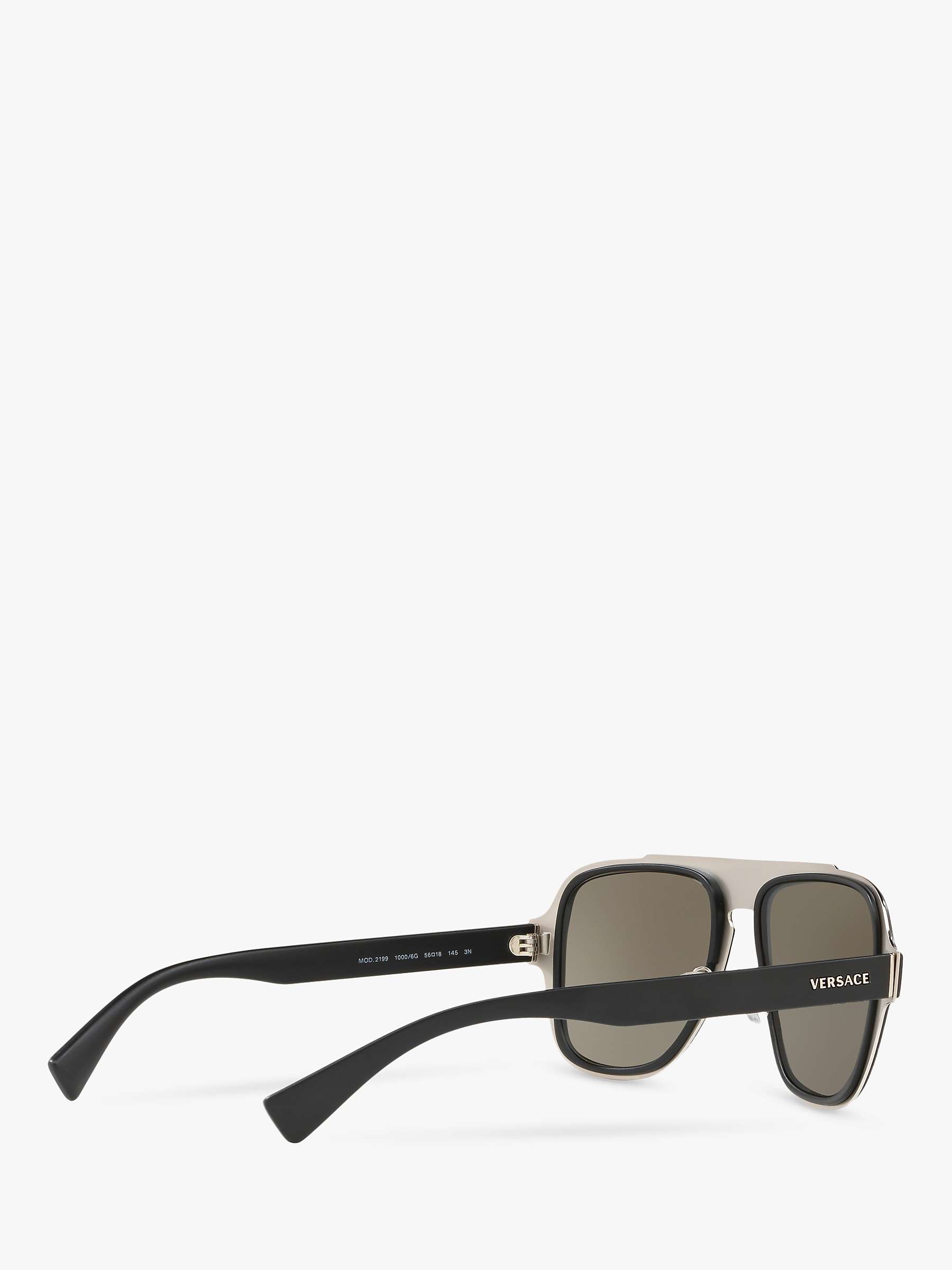 Buy Versace VE2199 Men's Geometric Sunglasses, Black/Silver Mirror Online at johnlewis.com