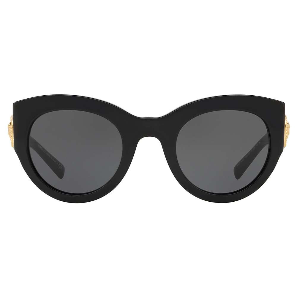 Versace VE4353 Women's Cat's Eye Sunglasses, Black/Grey at John Lewis ...