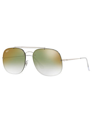 Ray-Ban RB3583N Unisex Blaze General Square Sunglasses, Silver/Mirror Green