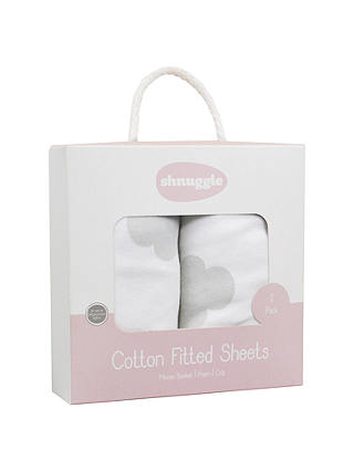 Shnuggle Cloud Fitted Moses Basket Cotton Sheets, Pack of 2