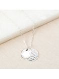 Merci Maman Personalised Double Hammered and Polished Disc Pendant Necklace, Silver