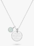 Merci Maman Personalised Disc and Birthstone Pendant Necklace, Silver