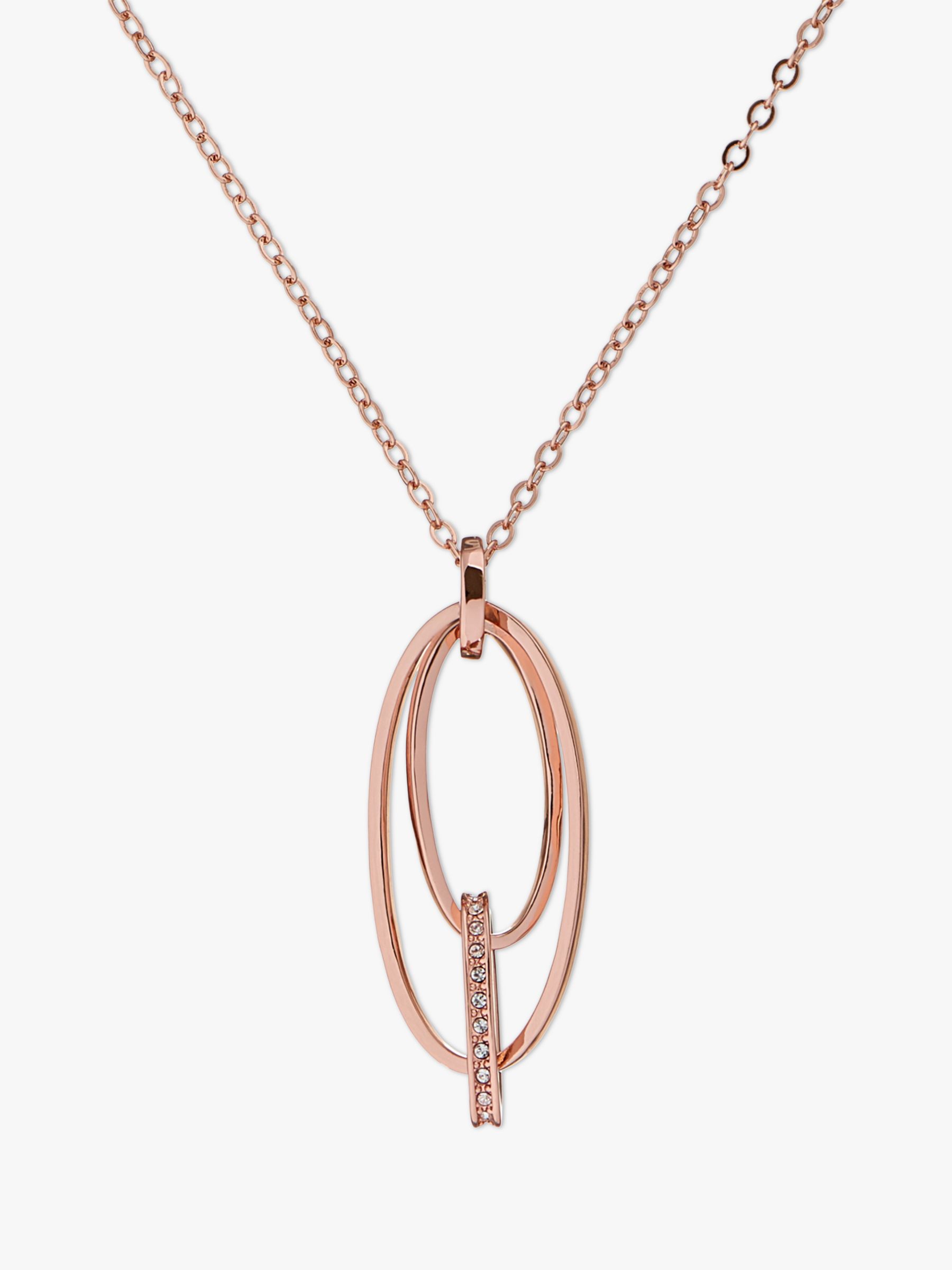 Karen Millen Swarovski Crystal Pave Oval Pendant Necklace